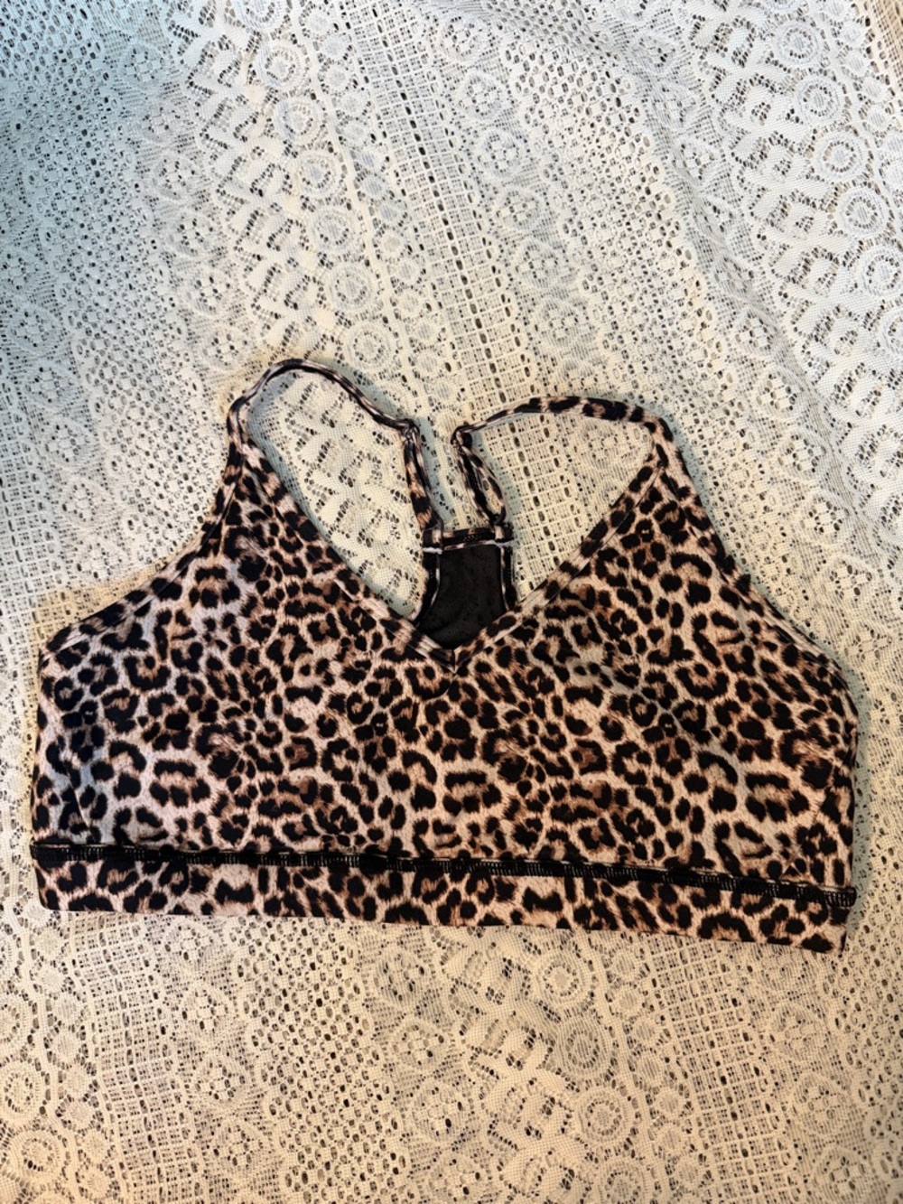 ZYIA Leopard-Print Racerback Sports Bra - Tan & Black